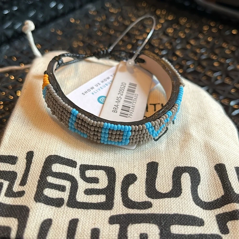 🩶🩵 NWT LOVE Bracelet • Gray/Turquoise UBUNTU Life Handwoven/Beaded • Adjustable - Picture 8 of 10